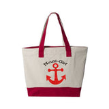 Nauti Girl with Anchor Canvas Zippered Tote Bag