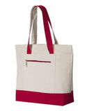 On Lake Time with Anchor Canvas Zippered Tote Bag