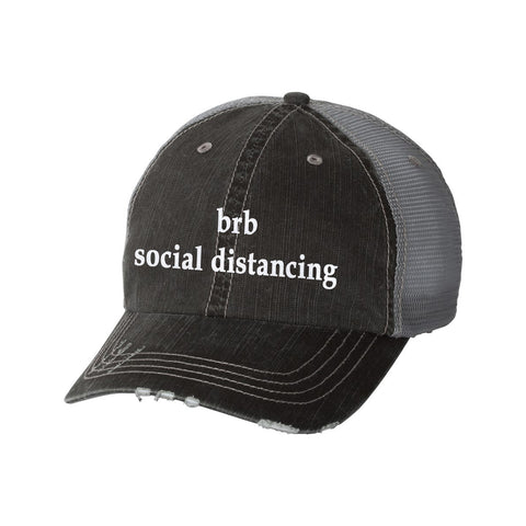 BRB Social Distancing Distressed Ladies Trucker Hat