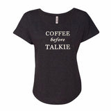 Coffee Before Talkie Dolman Glitter Shirt