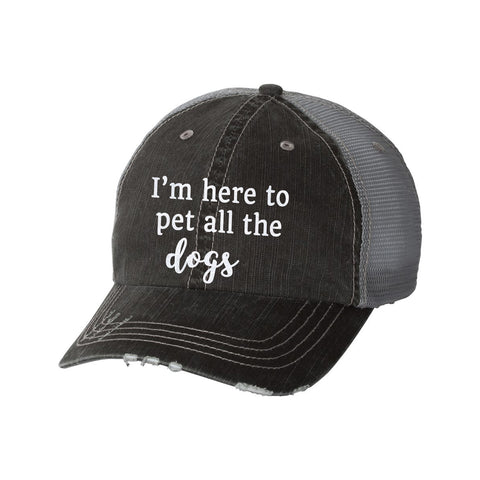 I'm Here to Pet All the Dogs Ladies Glitter Distressed Hat