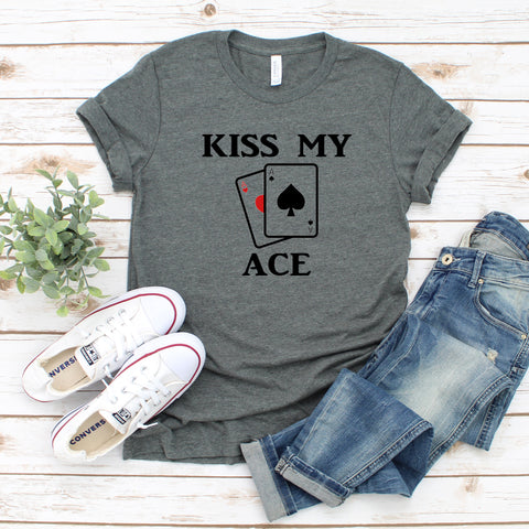 Kiss My Ace Poker Glitter Short Sleeve Shirt