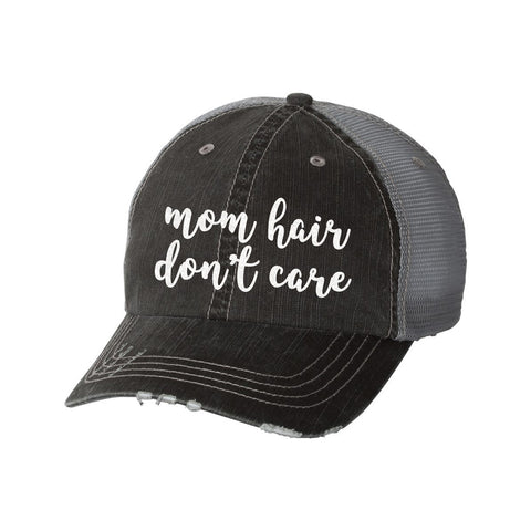Mom Hair Don't Care Distressed Ladies Trucker Hat