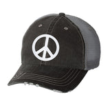 Peace Sign Distressed Ladies Trucker Hat