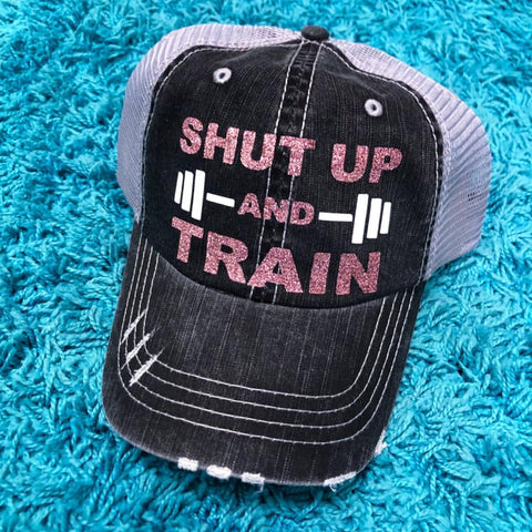 Shut Up and Train Distressed Ladies Trucker Hat