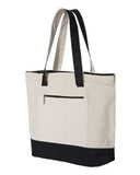 On Lake Time with Anchor Canvas Zippered Tote Bag