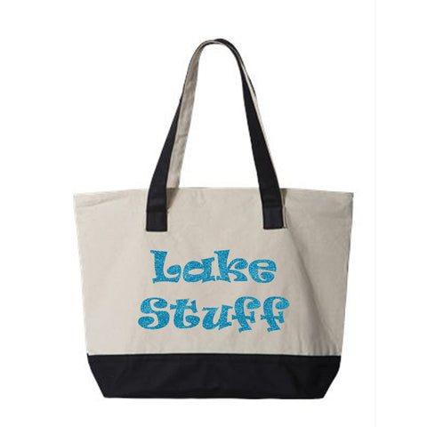 Lake Stuff Canvas Zippered Tote Bag