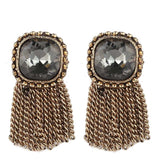 Square Crystal Earrings with Tassel
