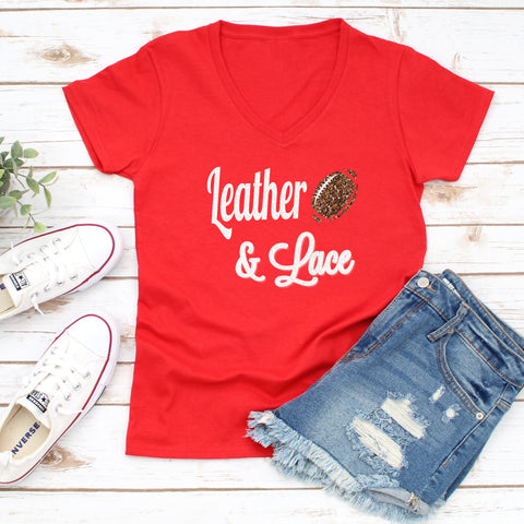 Leather & Lace Football Glitter Shirt