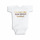I'm Told I Like Sun Devils Football Glitter Onesie
