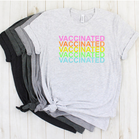 Vaccinated Fluorescent Rainbow Unisex Shirt