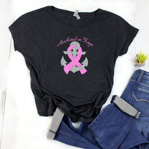 Anchored in Hope Breast Cancer Dolman Shirt