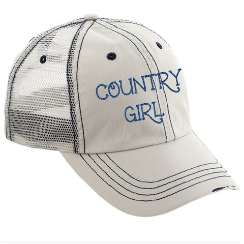 Country Girl Distressed Ladies Trucker Hat