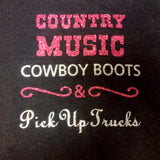 Country Music Cowboy Boots Glitter Shirt