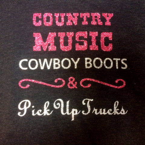 Country Music Cowboy Boots Glitter Shirt – Davanzo