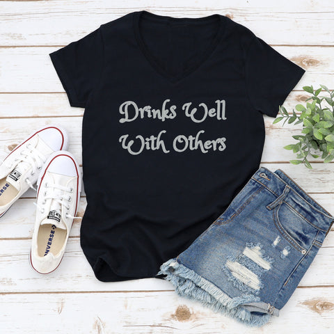 Drinks Well With Others Glitter Shirt
