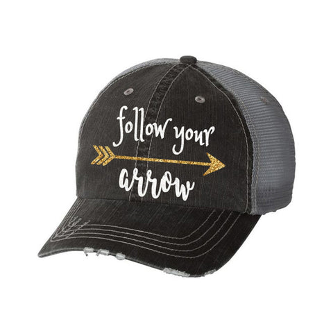 Follow Your Arrow Distressed Ladies Trucker Hat