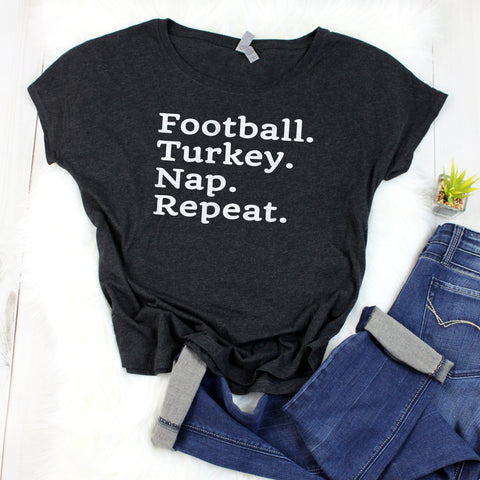 Football Turkey Nap Repeat Dolman Shirt