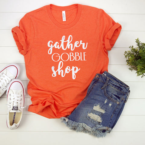 Gather Gobble Shop Glitter Shirt