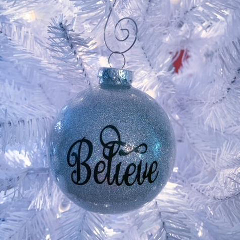Glitter Believe Silver Ornament
