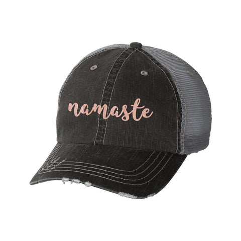 Namaste Distressed Ladies Trucker Hat