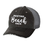 Resting Beach Face Ladies Glitter Distressed Hat
