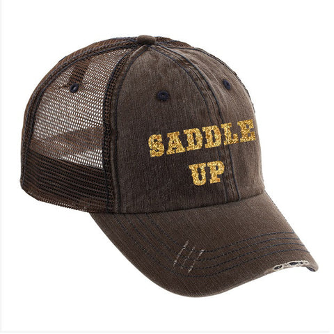Saddle Up Distressed Ladies Trucker Hat