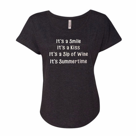 It's a Sip of Wine, It's Summertime Dolman Glitter Shirt