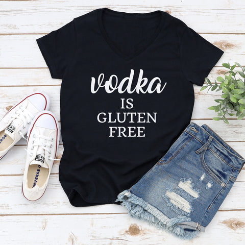 Vodka is Gluten Free Ladies V-Neck T-Shirt – Davanzo