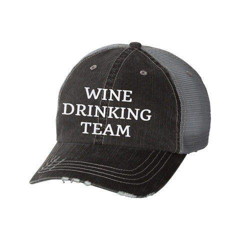 Wine Drinking Team Distressed Ladies Trucker Hat