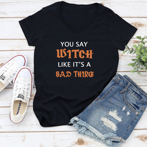 You Say Witch Like It's a Bad Thing Glitter Short Sleeve Shirt